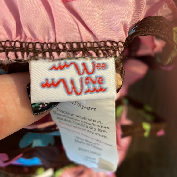 Girls 13-18lbs wee wave brown butterfly bikini matching hat excellent condition - Picture 3 of 4